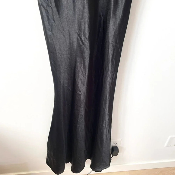 Lulus Make You  Shine Satin Mermaid Maxi Dress Gown Black Size Medium - Picture 6 of 11